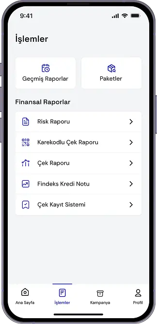 Karekodlu Çek Raporu'nu Seçin