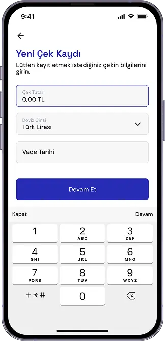 Çek Bilgilerini Ekleyin