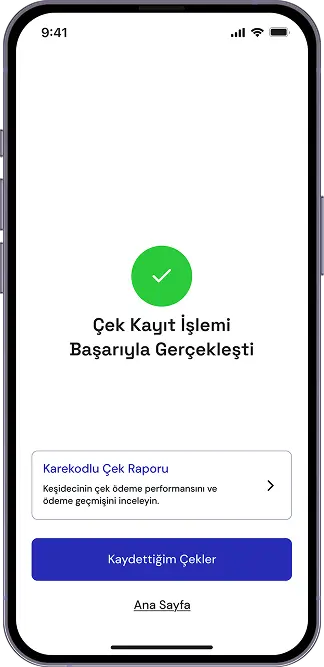 Çek Kaydınız Tamamlandı!