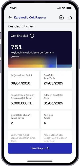 Tebrikler! Karekodlu Çek Raporu'nuz Oluşturuldu!
